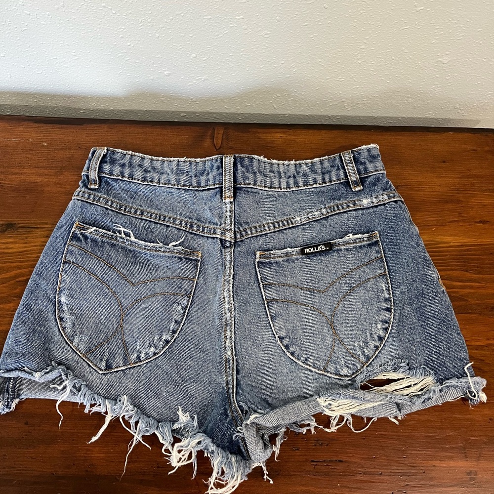ROLLA'S Blue Distressed Jean Shorts